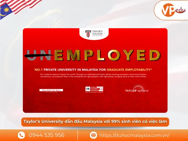 tỷ lệ sinh viên có việc làm của đại học Taylor's Malaysia lên đến 99%